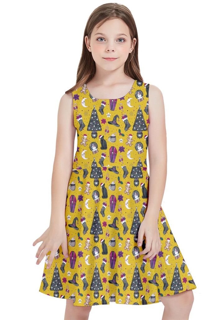 Creepy Christmas Kids' Skater Dress - Poison Arrow Retro