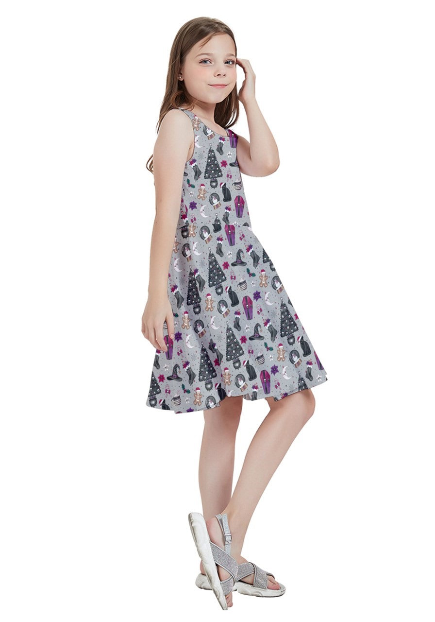 Creepy Christmas Kids' Skater Dress - Poison Arrow Retro