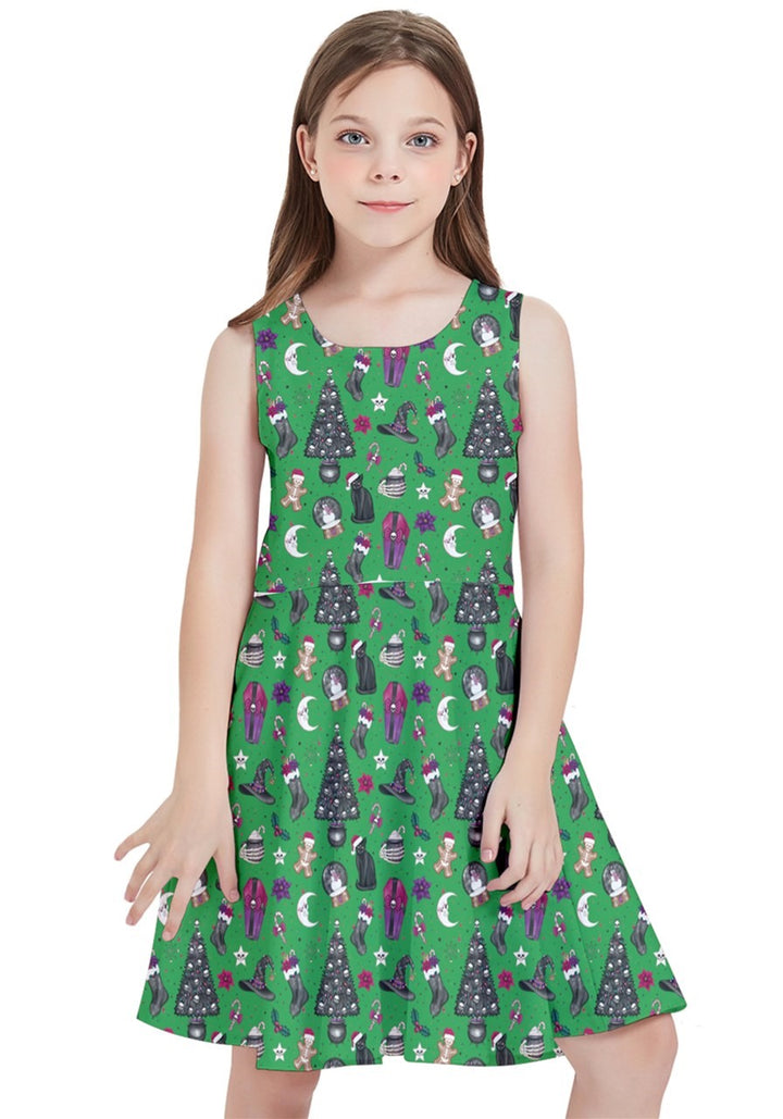 Creepy Christmas Kids' Skater Dress - Poison Arrow Retro