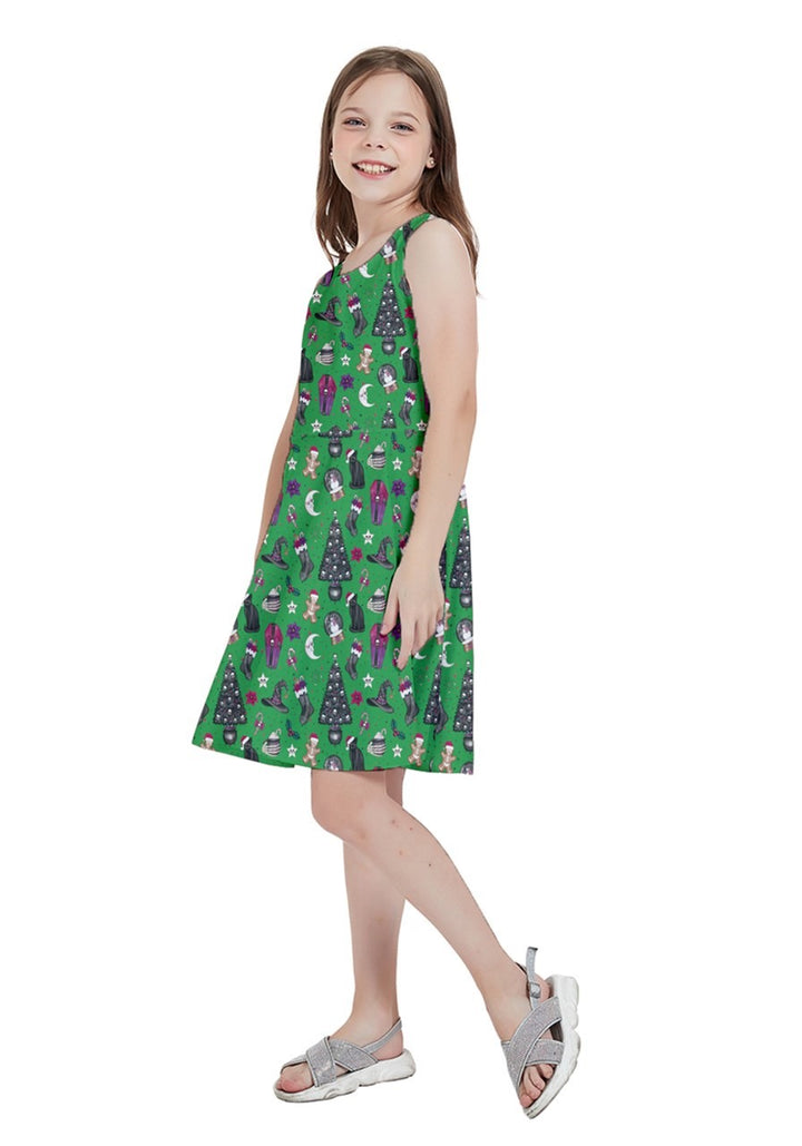 Creepy Christmas Kids' Skater Dress - Poison Arrow Retro