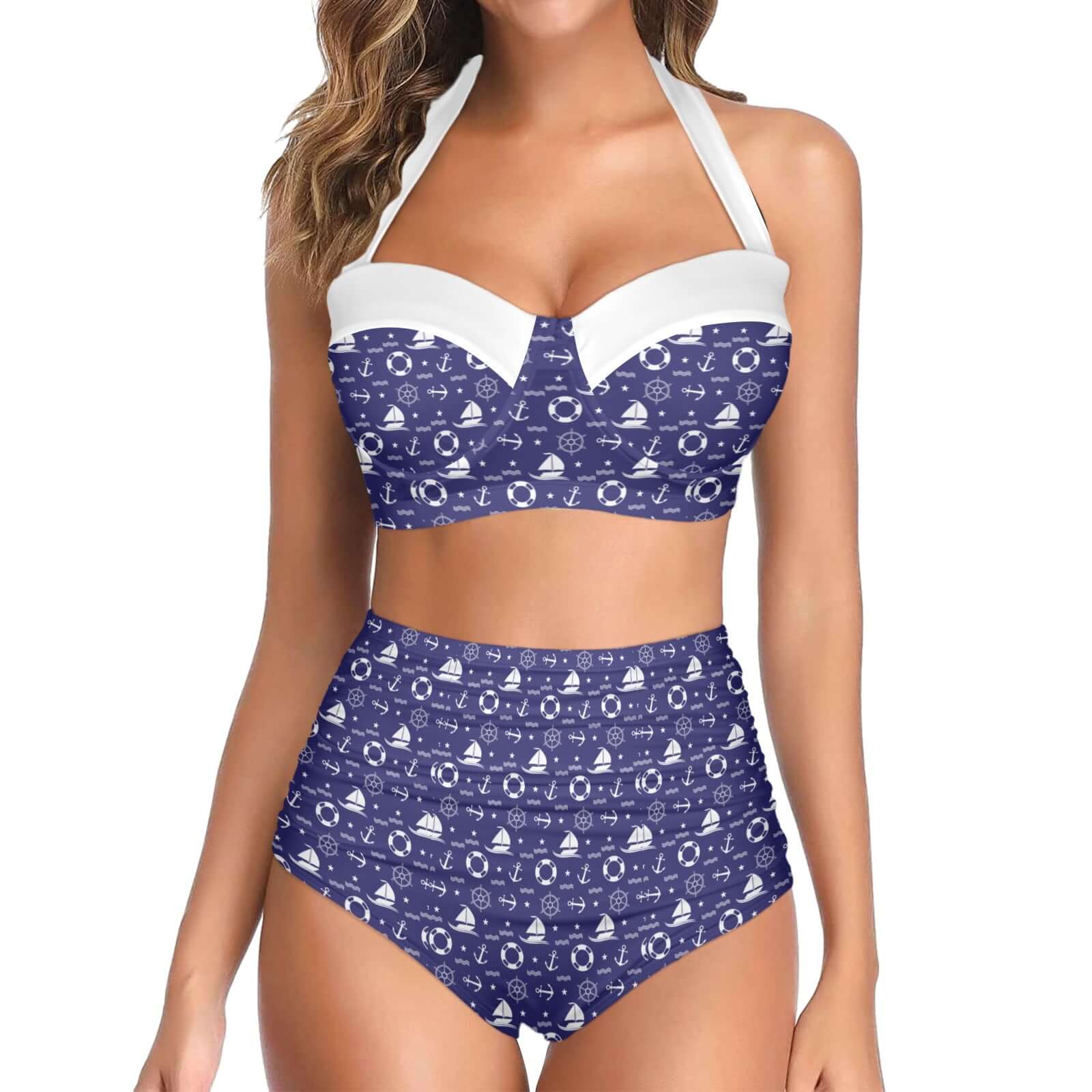 Nautical high waisted bikini online