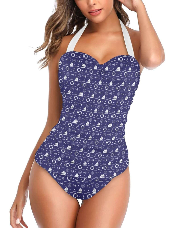 Nautical Women's Halter Underwire Swimsuit