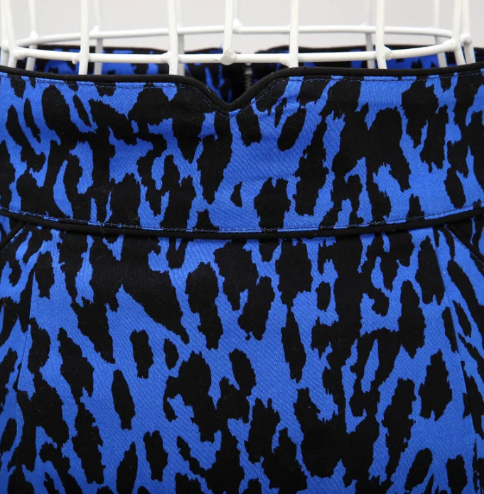 Leopard Pencil Skirt Electric Blue