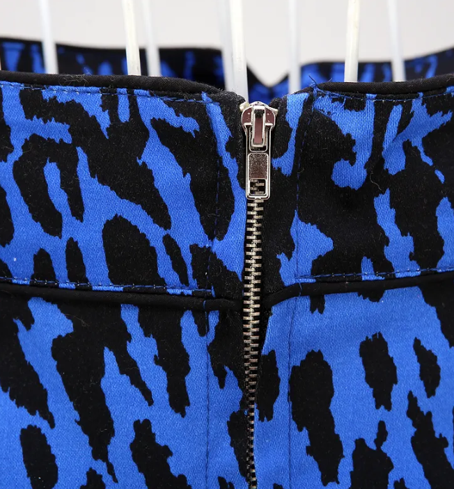 Leopard Pencil Skirt Electric Blue - Poison Arrow Retro