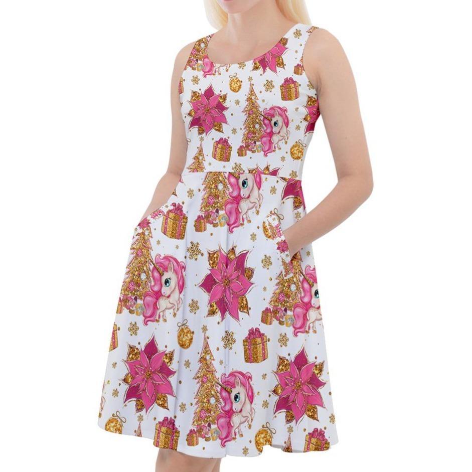 Christmas Unicorns Skater Dress [In Stock]