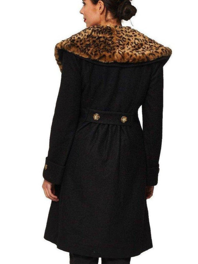 Banned UK Winter Coat Leopard Black - Poison Arrow Retro