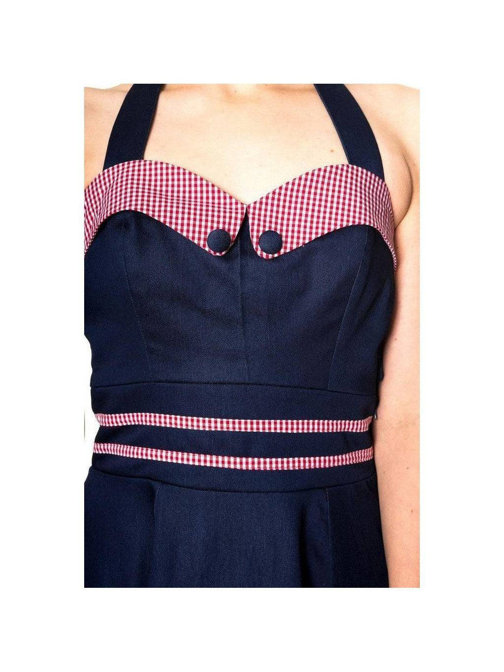 Banned Denim and Gingham J'ADORE DRESS - Poison Arrow Retro