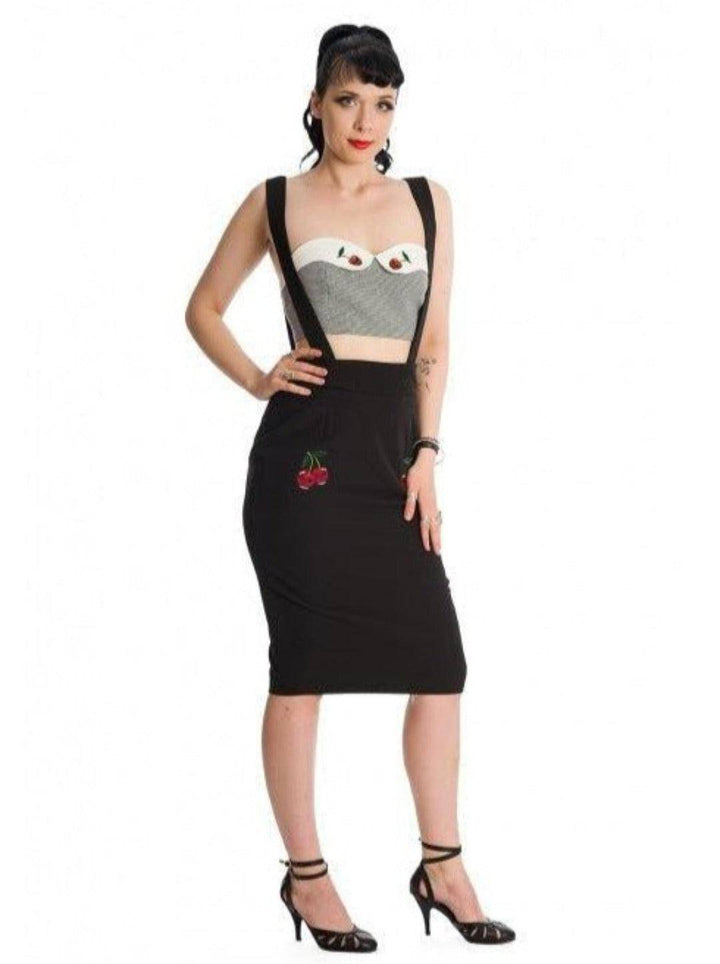 Cherry Jane Rockabilly Pencil Skirt Black - Poison Arrow Retro