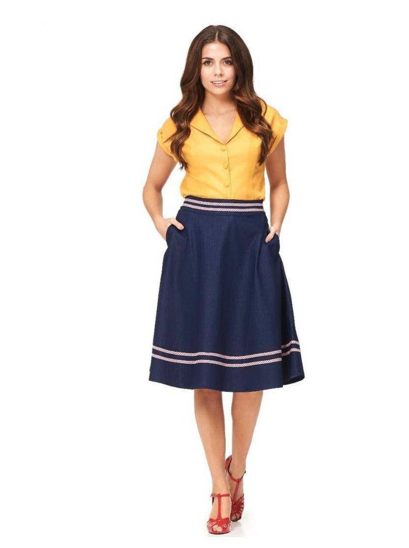 J'ADORE DENIM A-LINE SKIRT - Poison Arrow Retro