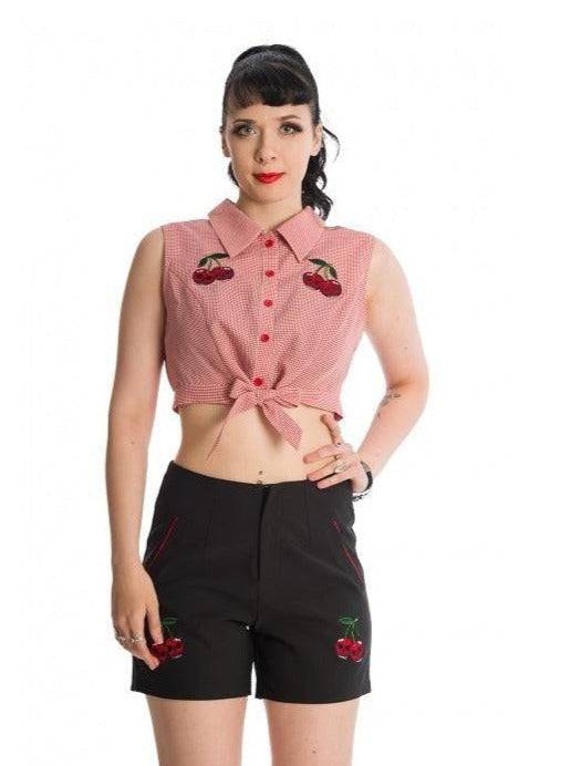 Cherry Up Tie Crop Top - Poison Arrow Retro