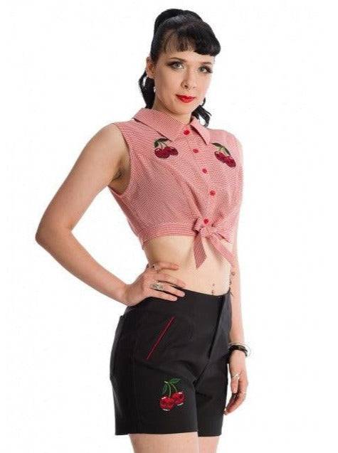 Cherry Up Tie Crop Top - Poison Arrow Retro