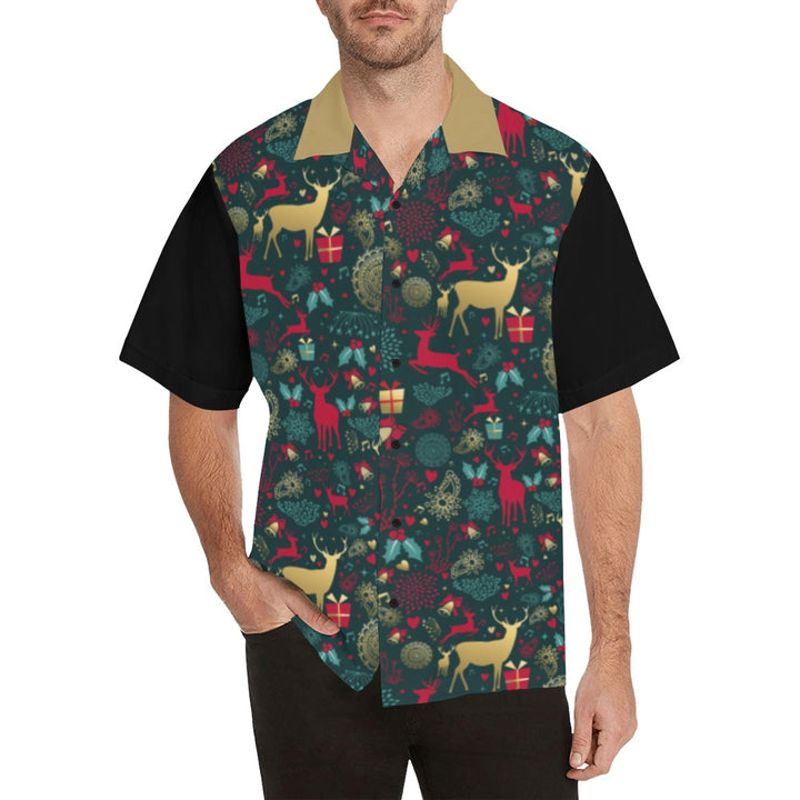 Christmas Reindeer Men's Button Up Shirt - Poison Arrow Retro