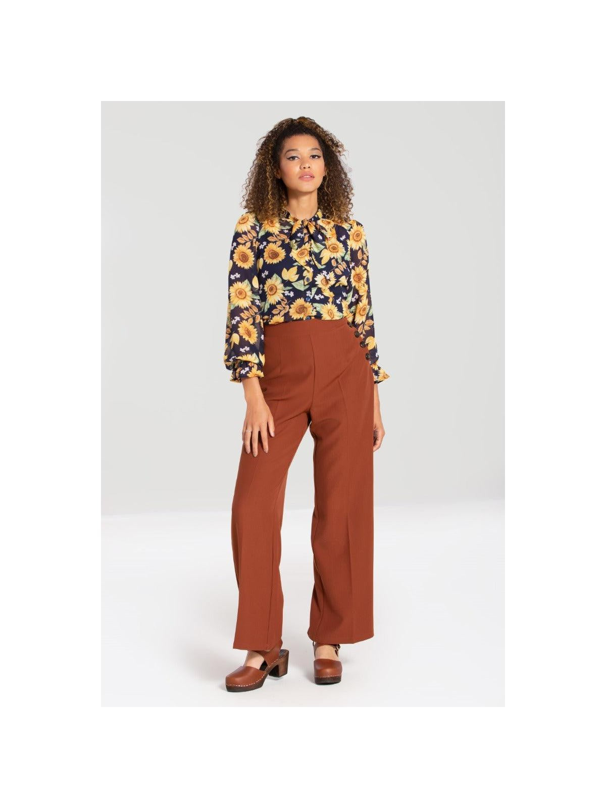 Hell Bunny Ginger Swing Trousers Brown - Looks like vintage