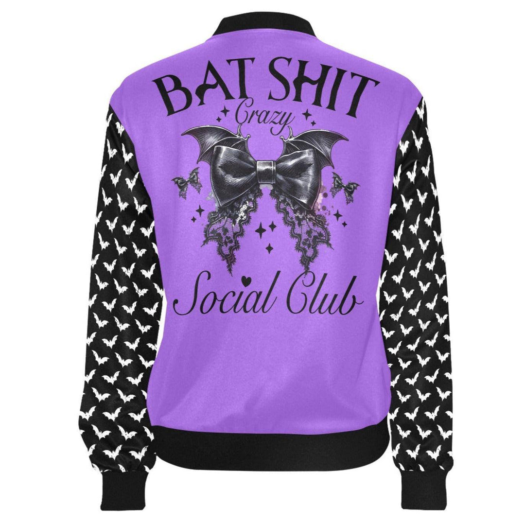 Bat Shit Crazy Social Club Womens Bomber Jacket - Poison Arrow Retro