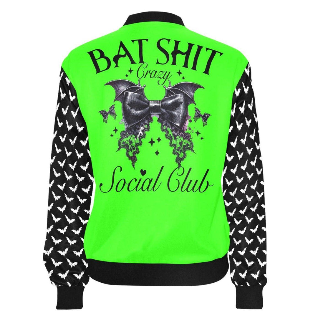 Bat Shit Crazy Social Club Womens Bomber Jacket - Poison Arrow Retro