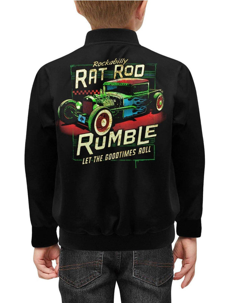 Rat Rod Rumble Kid's Bomber Jacket With Pockets - Poison Arrow Retro