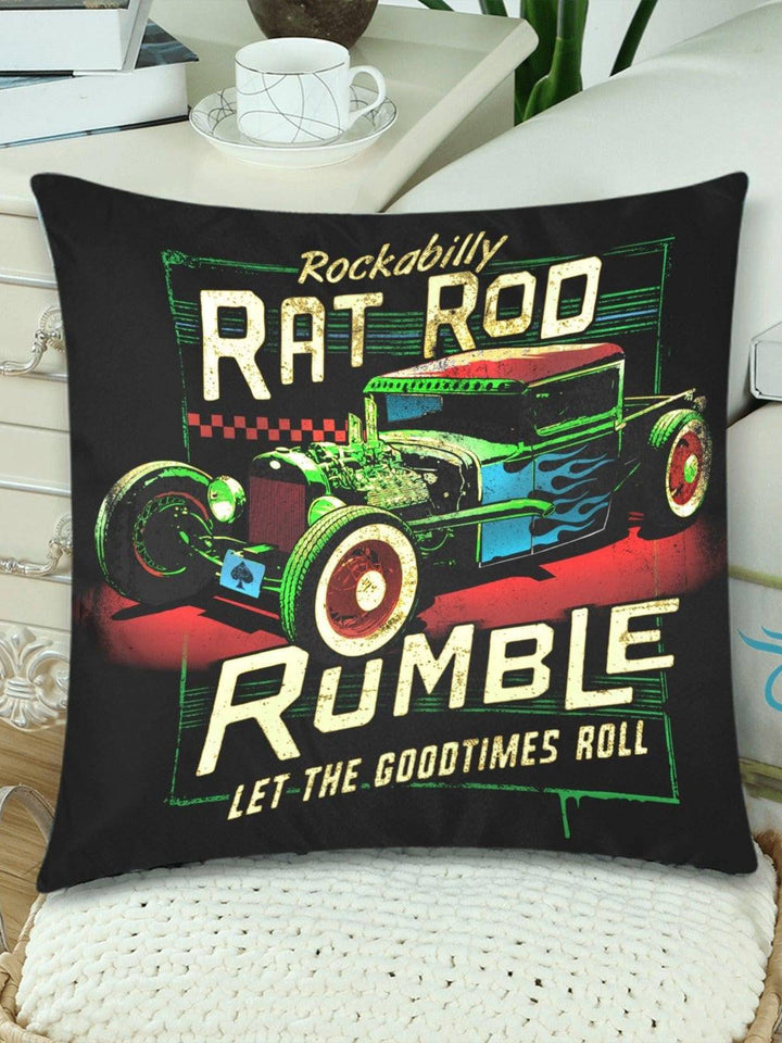 Rat Rod Rumble Throw Pillow Cover 18"x 18" (Twin Sides) (Set of 2)