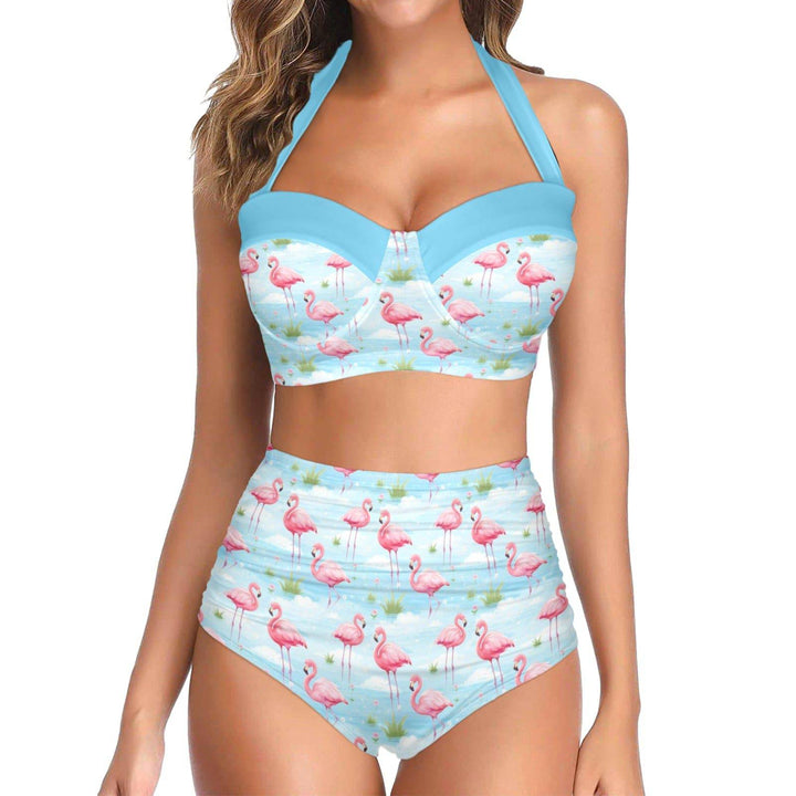 Flamingo Dreams Retro High Waist Bikini