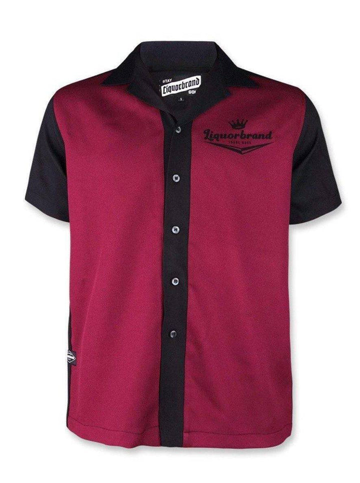 LIQUORBRAND STARBURST BURGUNDY BOWLING SHIRT - Poison Arrow Retro