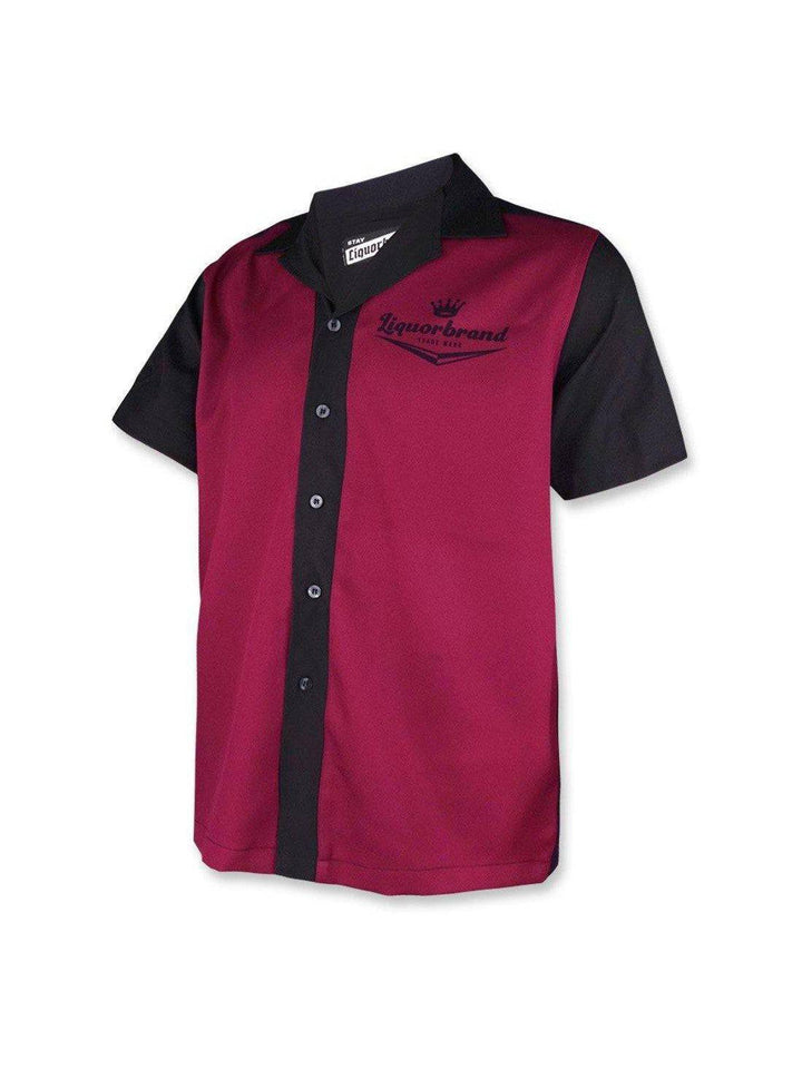 LIQUORBRAND STARBURST BURGUNDY BOWLING SHIRT - Poison Arrow Retro