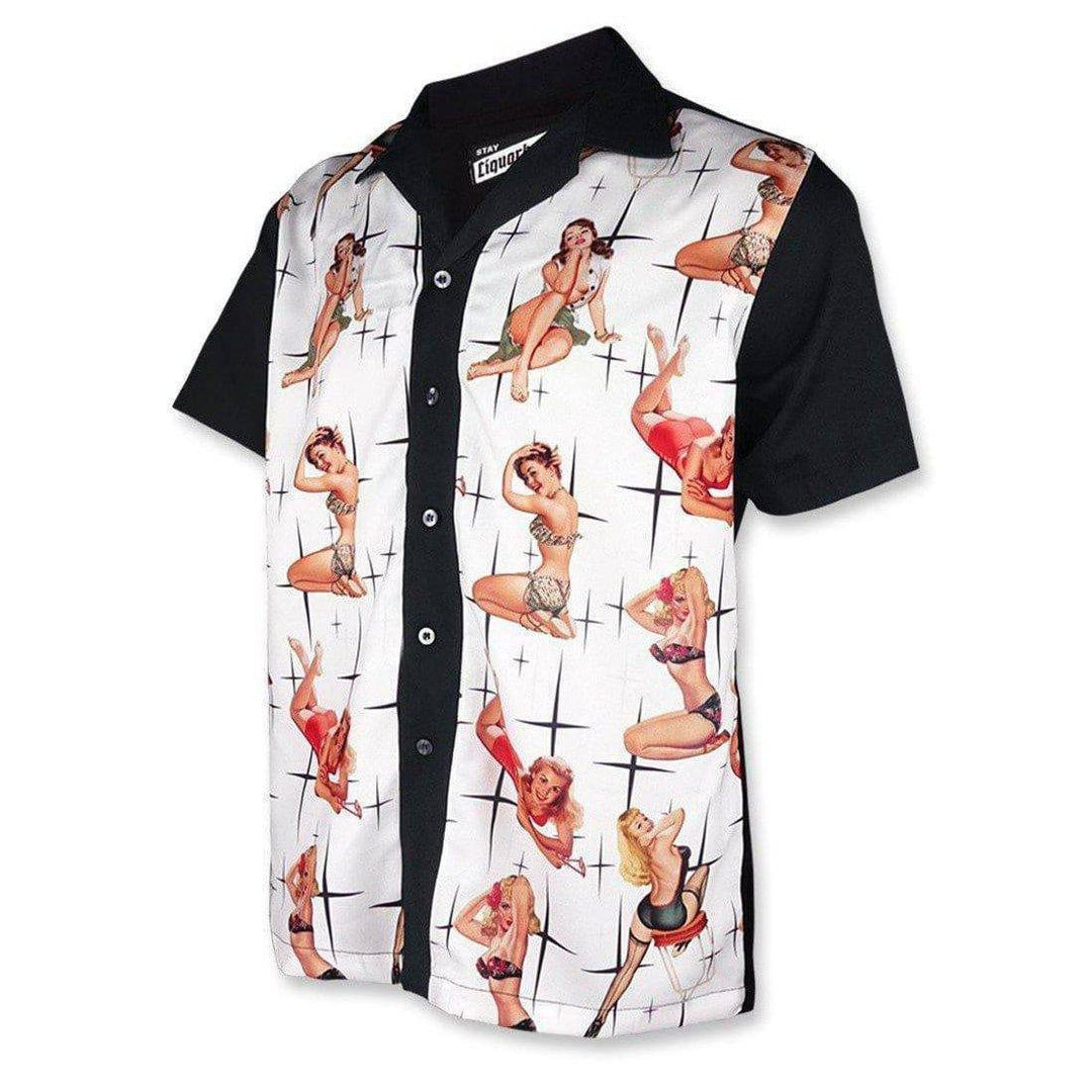 LIQUORBRAND VIXEN WHITE BOWLING SHIRT - Poison Arrow Retro