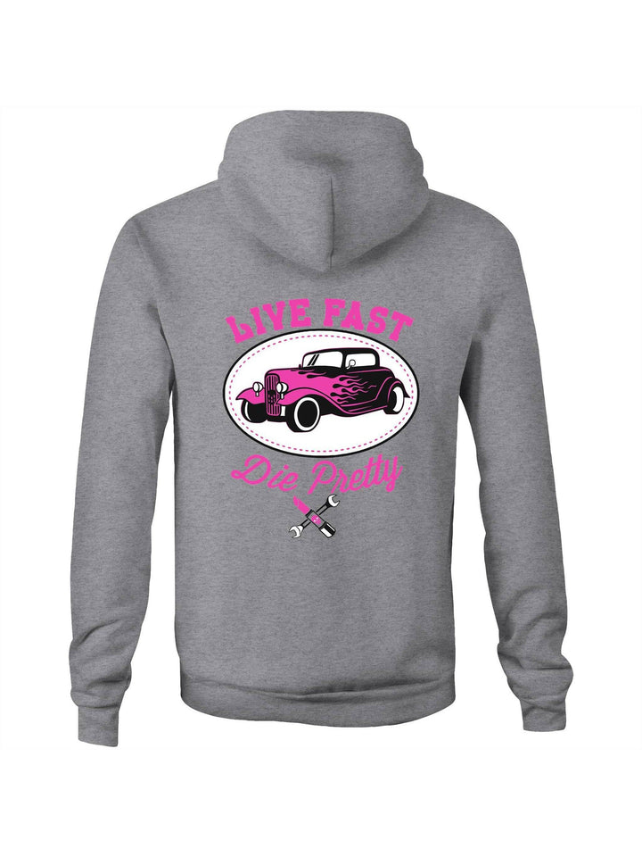 Live Fast Die Pretty - Fleecy Womens Hoodie - Poison Arrow Retro