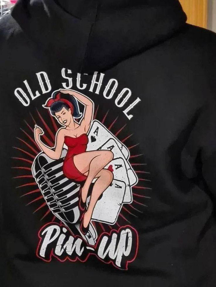 OLD SCHOOL PINUP - Fleecy Womens Hoodie - Poison Arrow Retro