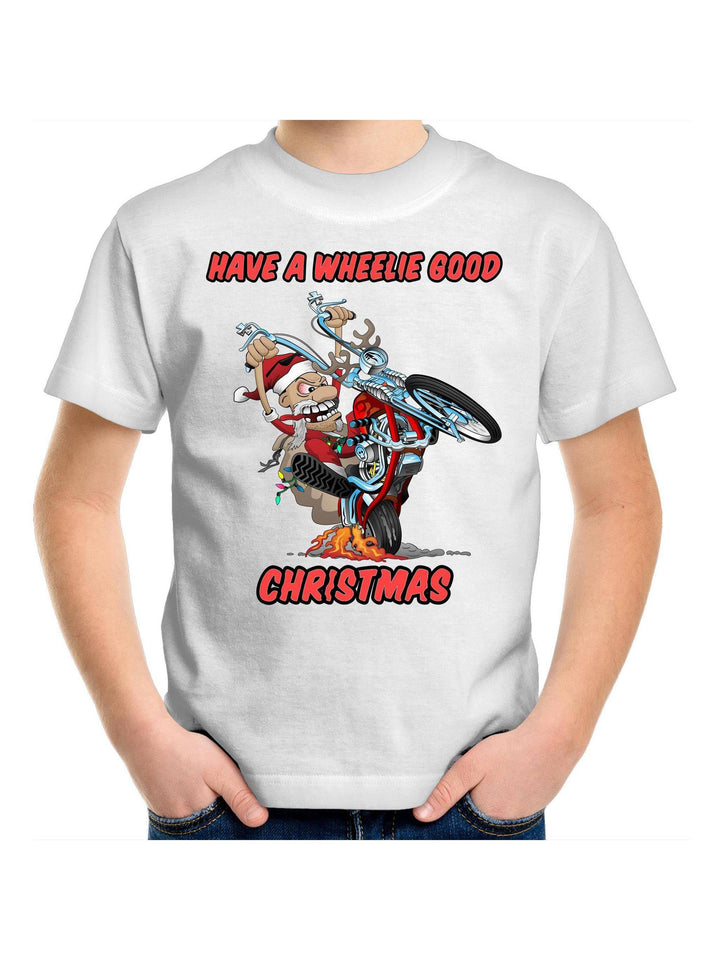 HAVE A WHEELIE GOOD CHRISTMAS - Kids Youth Crew T-Shirt 2-14 - Poison Arrow Retro