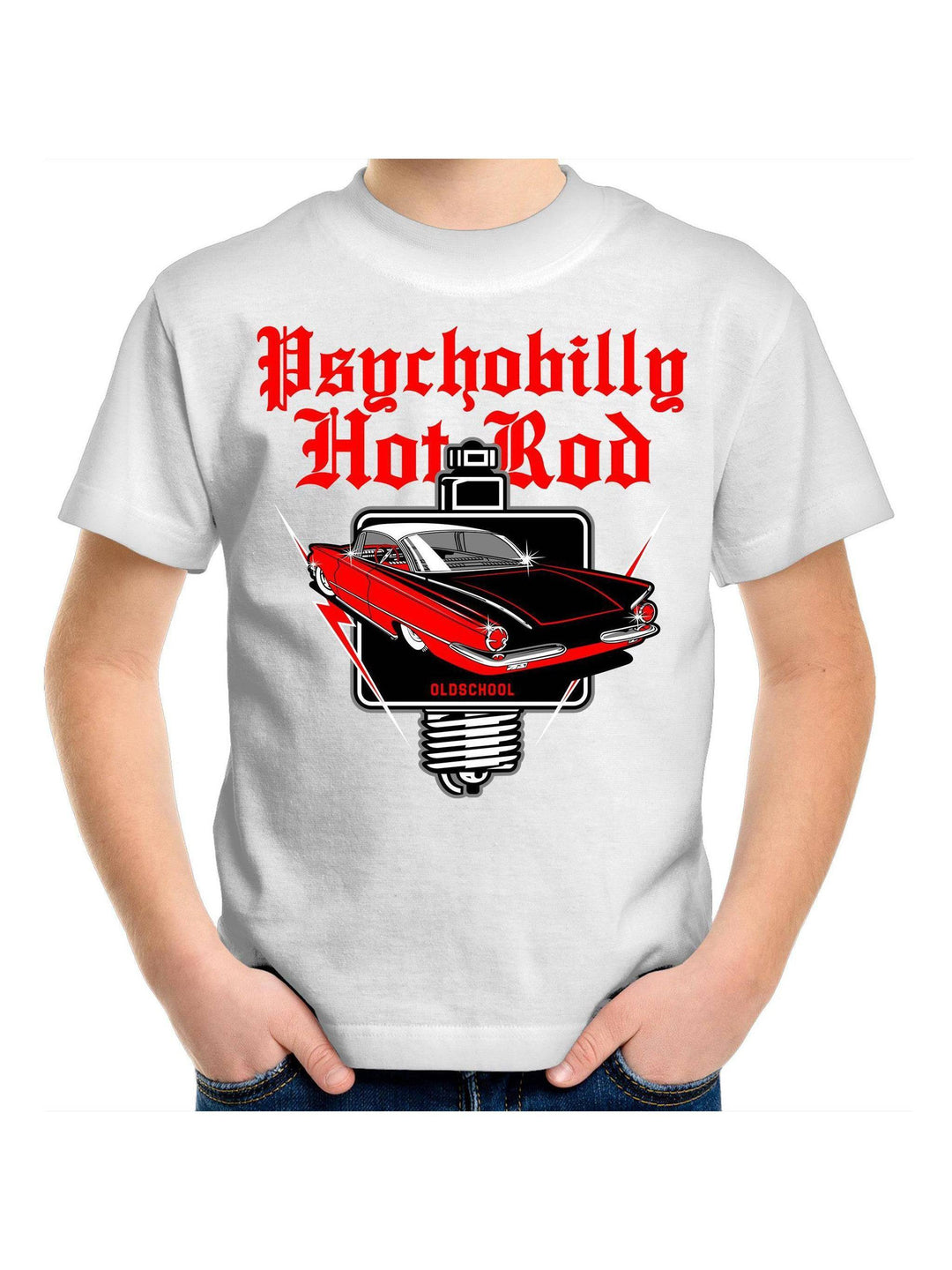 PSYCHOBILLY HOTROD Kids Youth Crew T-Shirt - Poison Arrow Retro