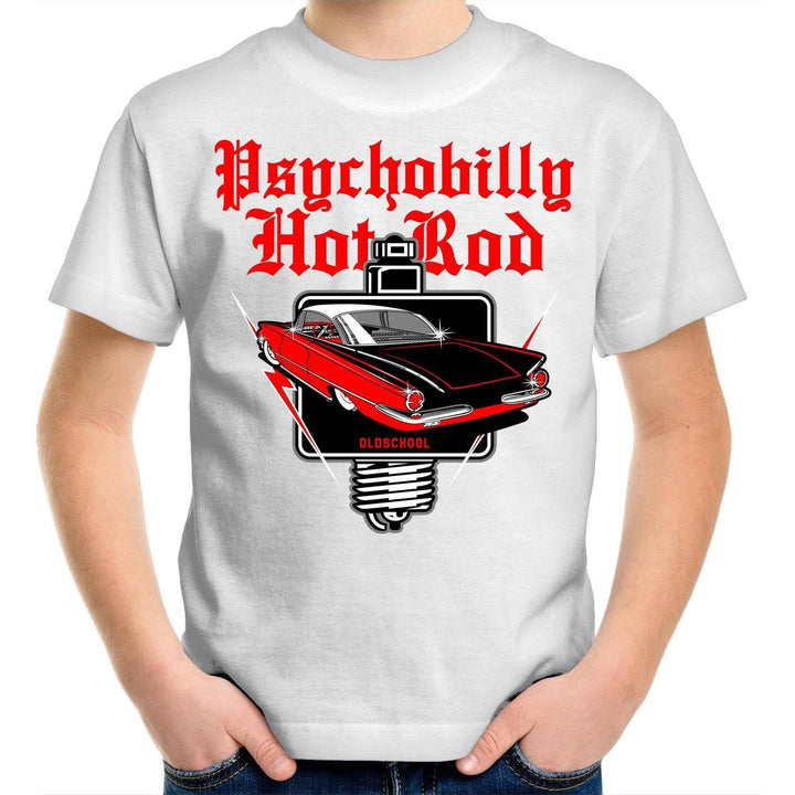 PSYCHOBILLY HOTROD Kids Youth Crew T-Shirt - Poison Arrow Retro