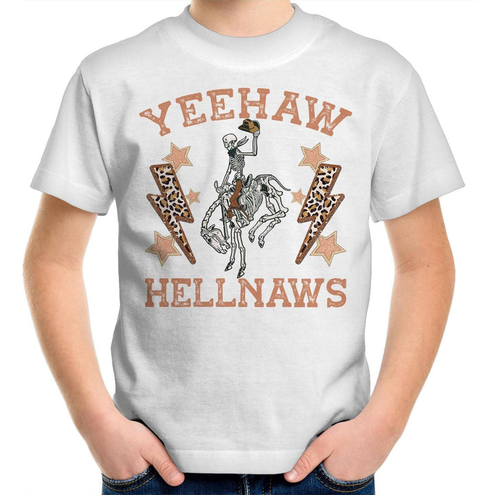 Yeehaw Hellnaws Kids Youth Crew T-Shirt - Poison Arrow Retro