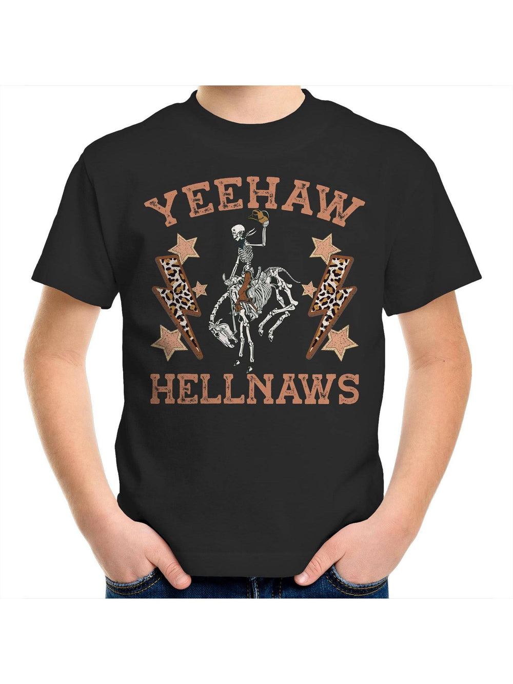 Yeehaw Hellnaws Kids Youth Crew T-Shirt - Poison Arrow Retro