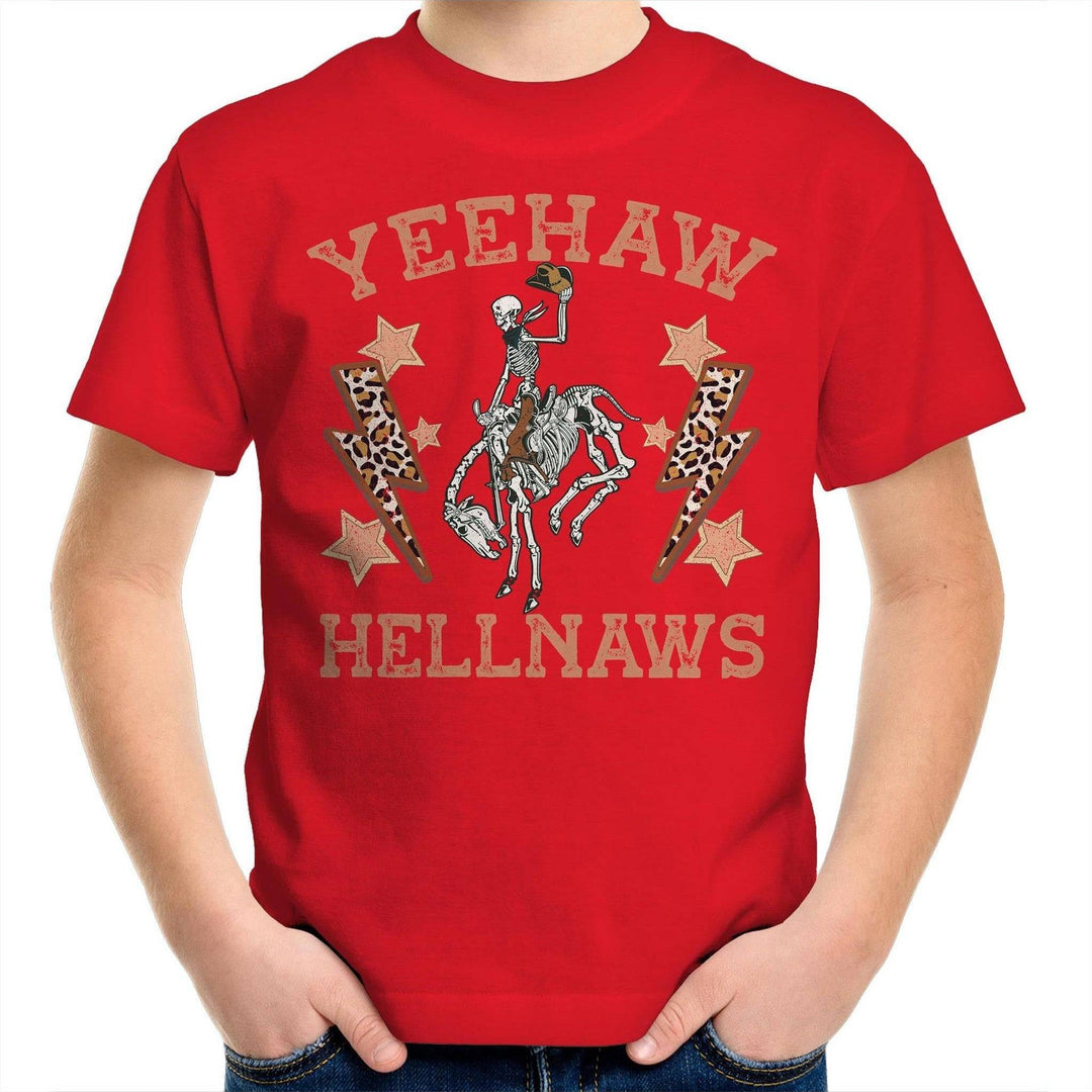 Yeehaw Hellnaws Kids Youth Crew T-Shirt - Poison Arrow Retro