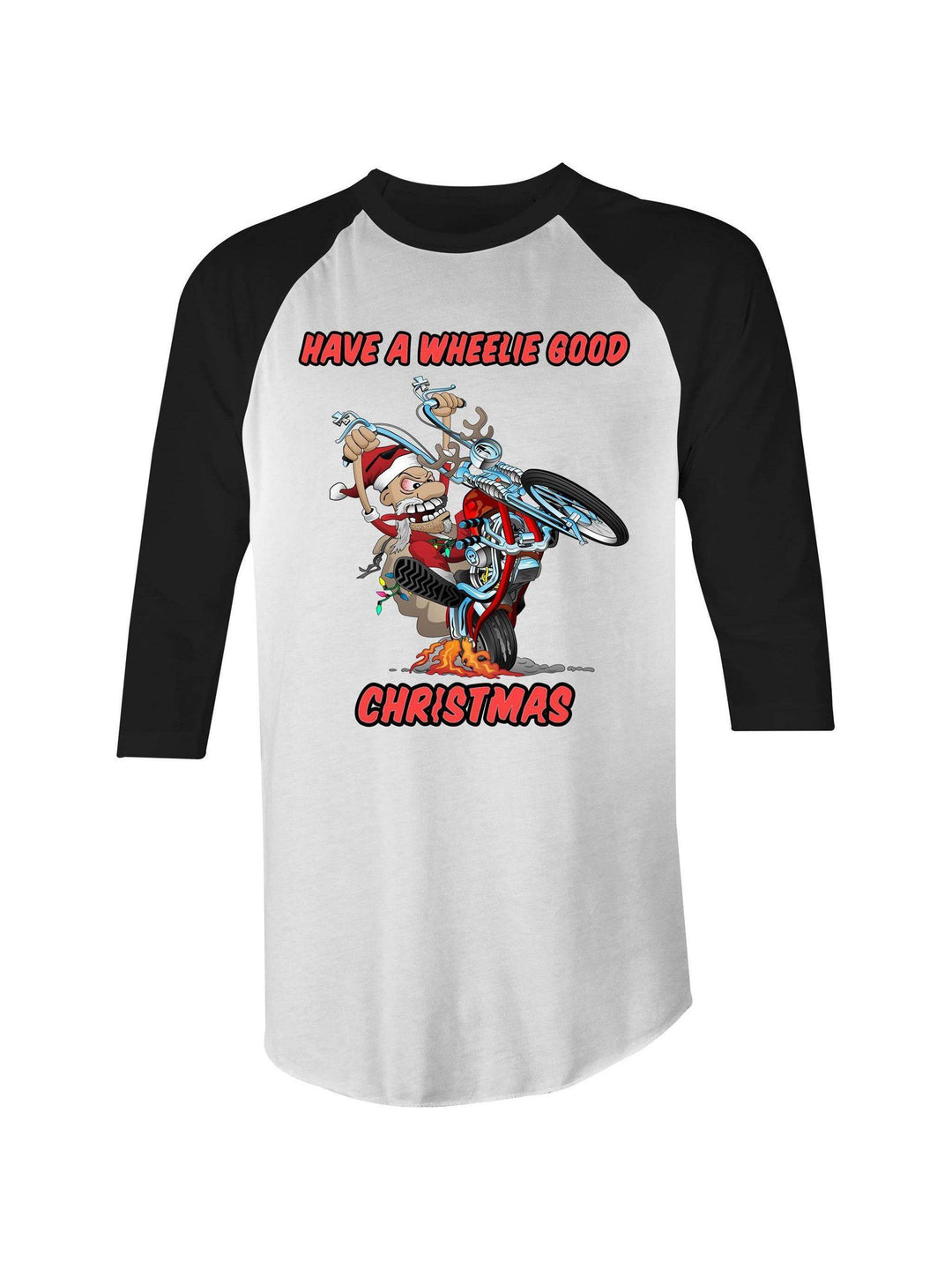 Have a Wheelie Good Christmas 3/4 Raglan Sleeve T-Shirt - Poison Arrow Retro