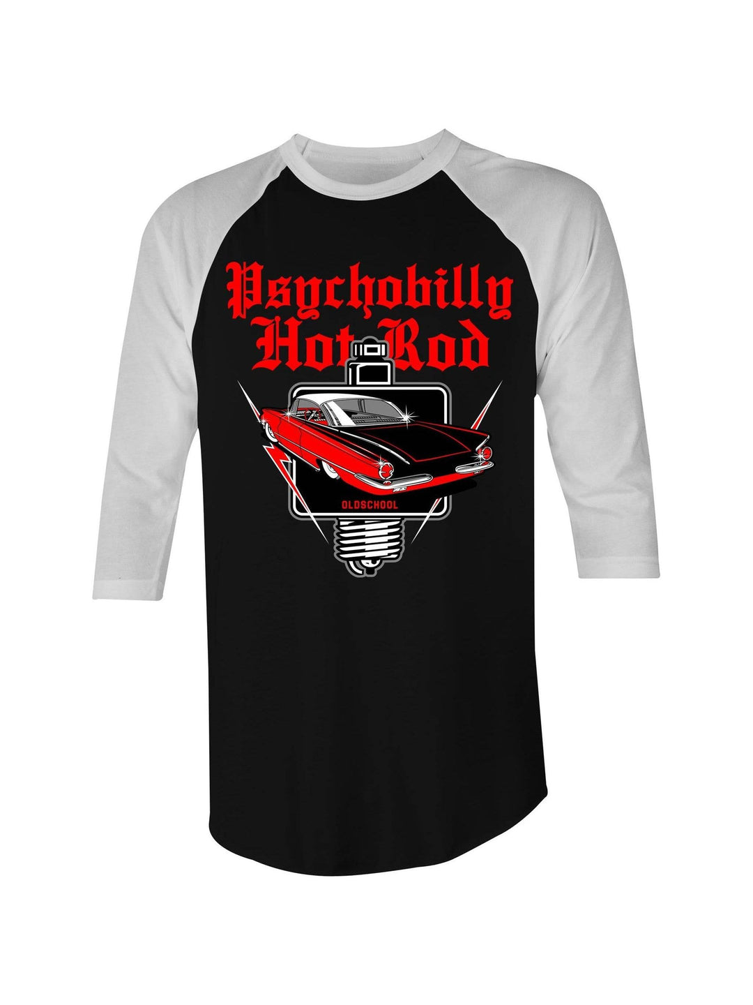 Psychobilly Hotrod Raglan - 3/4 Sleeve T-Shirt - Poison Arrow Retro