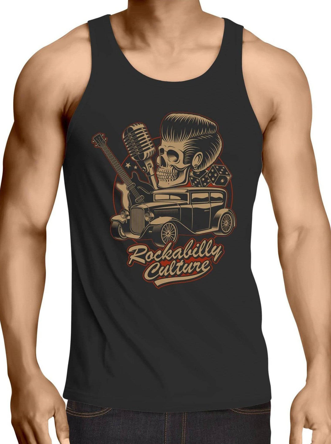 Rockabilly Culture - Mens Singlet Top - Poison Arrow Retro