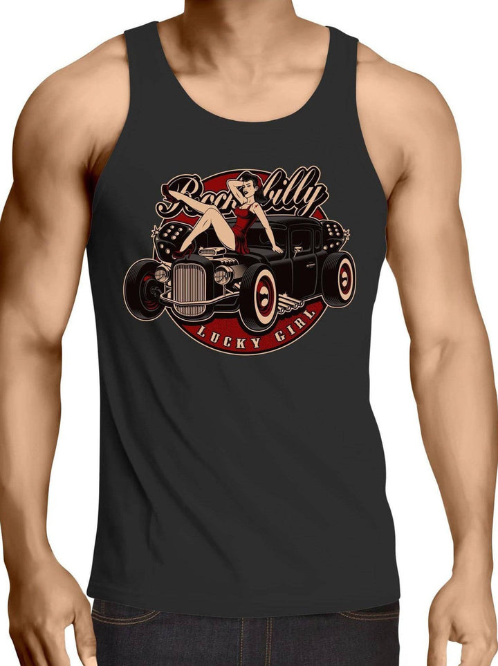 Rockabilly Lucky Girl - Mens Singlet Top