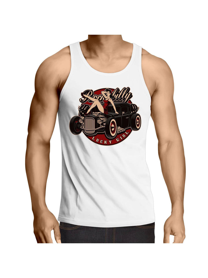 Rockabilly Lucky Girl - Mens Singlet Top