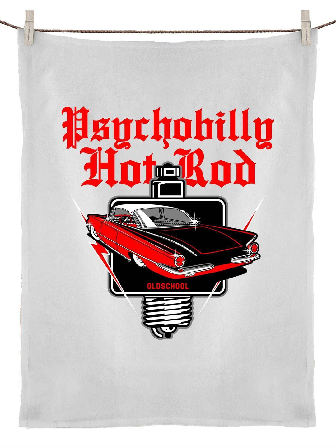 Psychobilly Hotrod Tea Towel - Poison Arrow Retro