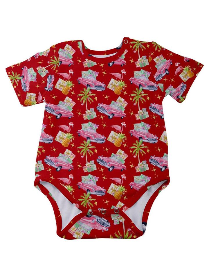 Tropical Christmas Baby Short Sleeve Onesie Bodysuit - Poison Arrow Retro