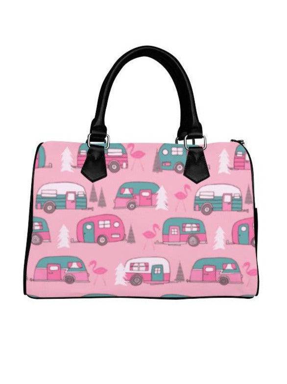 Flamingos and Retro Vans Barrel Type Handbag - Poison Arrow Retro