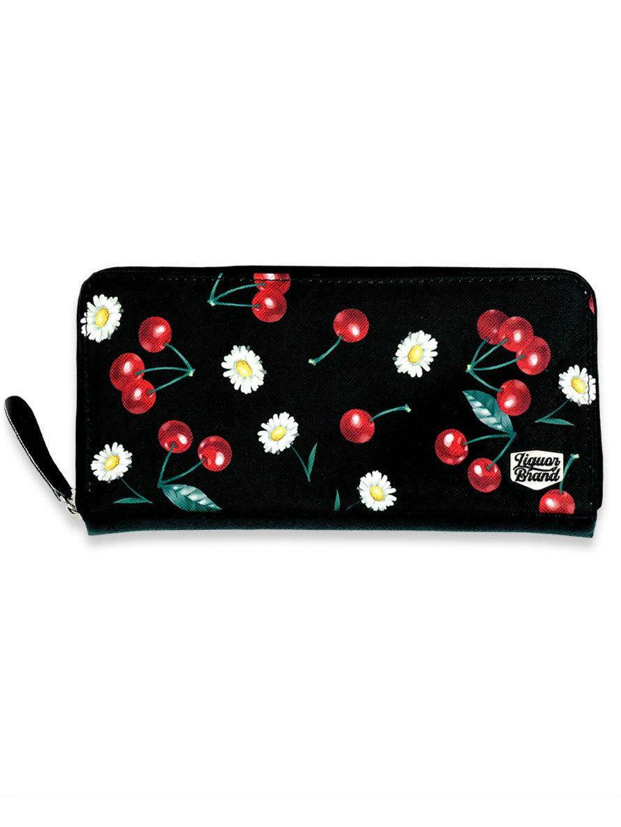 Liquorbrand Cherry Daisy Black Wallet - Poison Arrow Retro