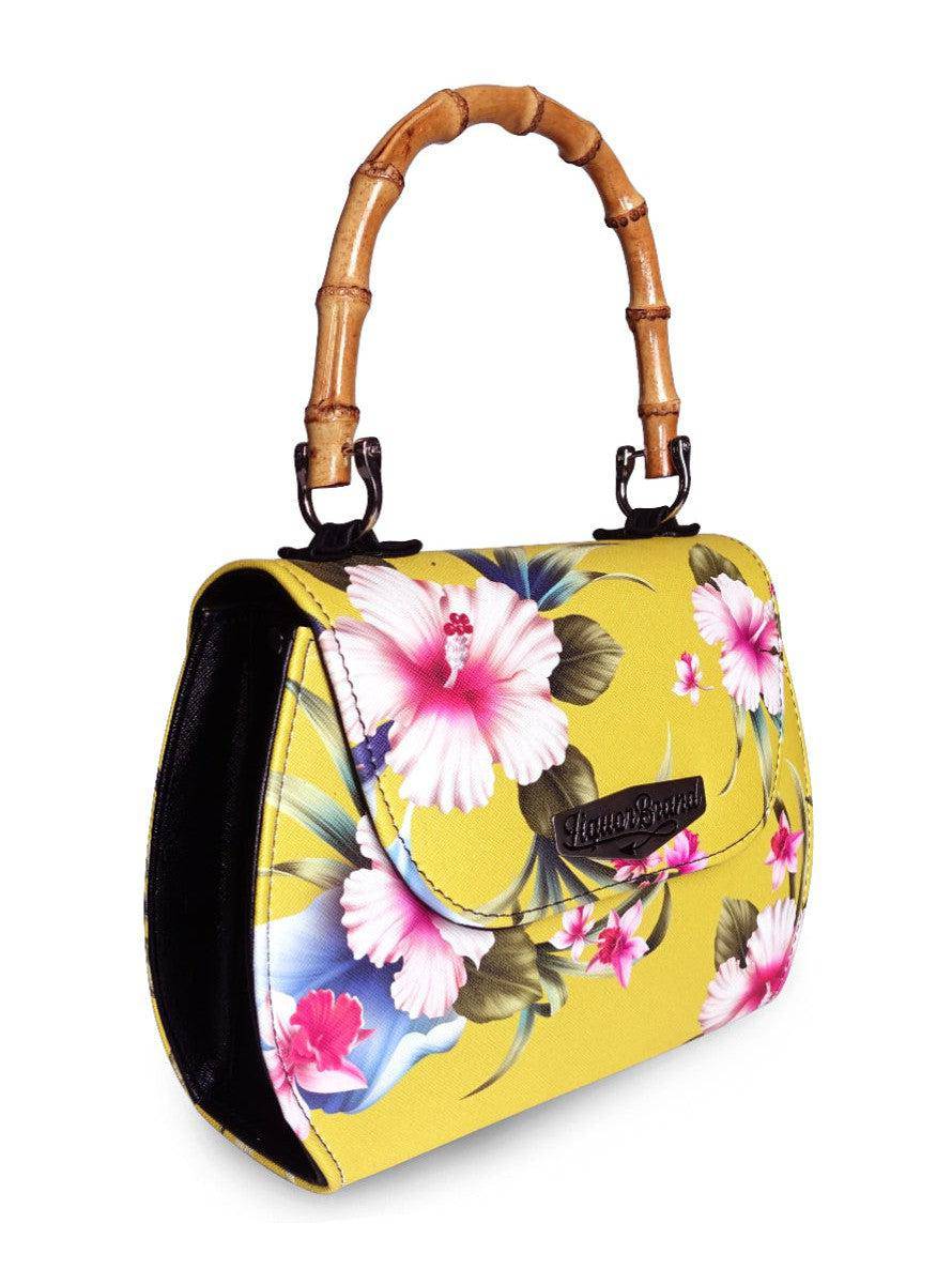 Luau Yellow Vintage Bamboo Handle Bag - Poison Arrow Retro