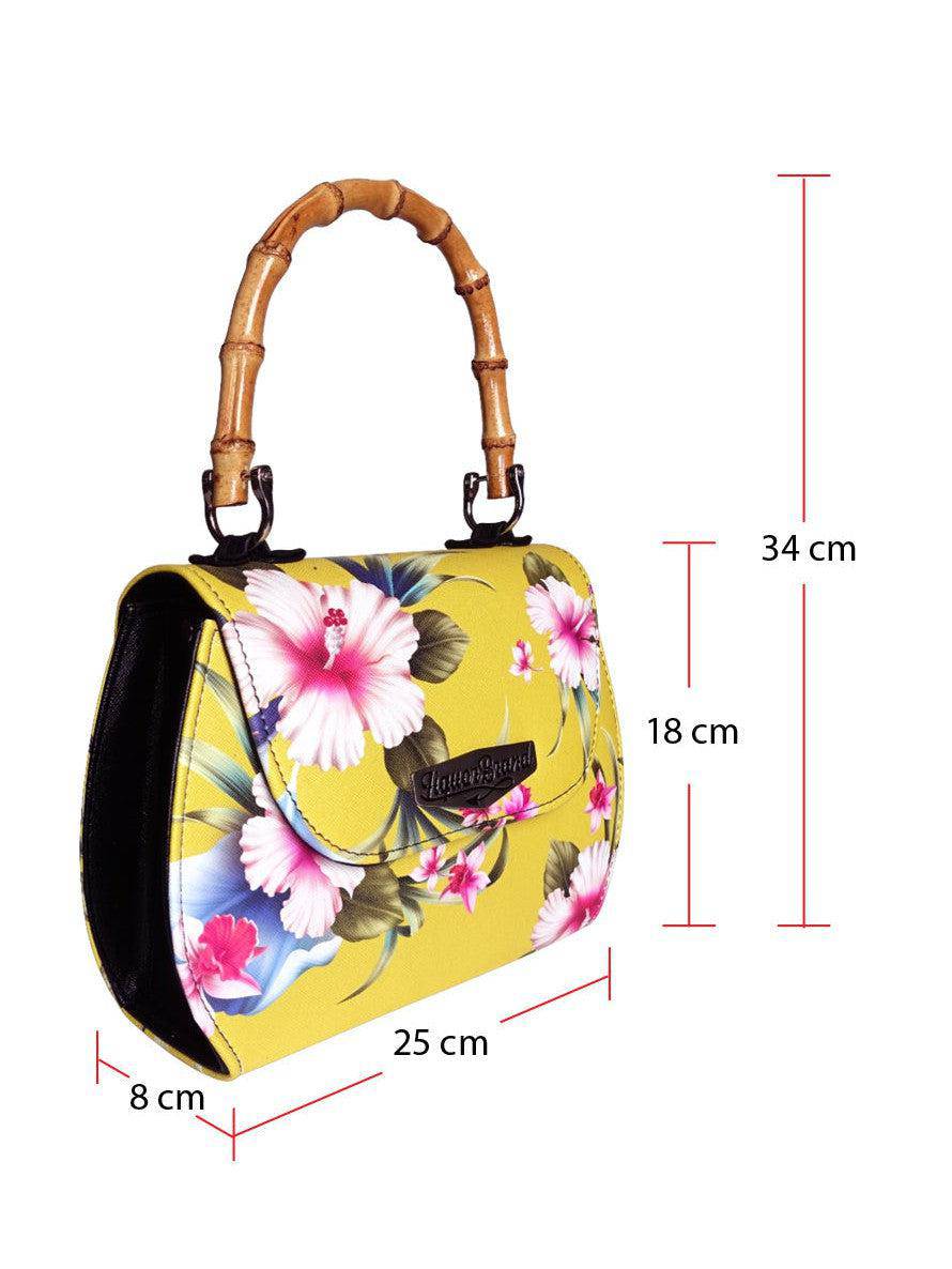 Luau Yellow Vintage Bamboo Handle Bag - Poison Arrow Retro