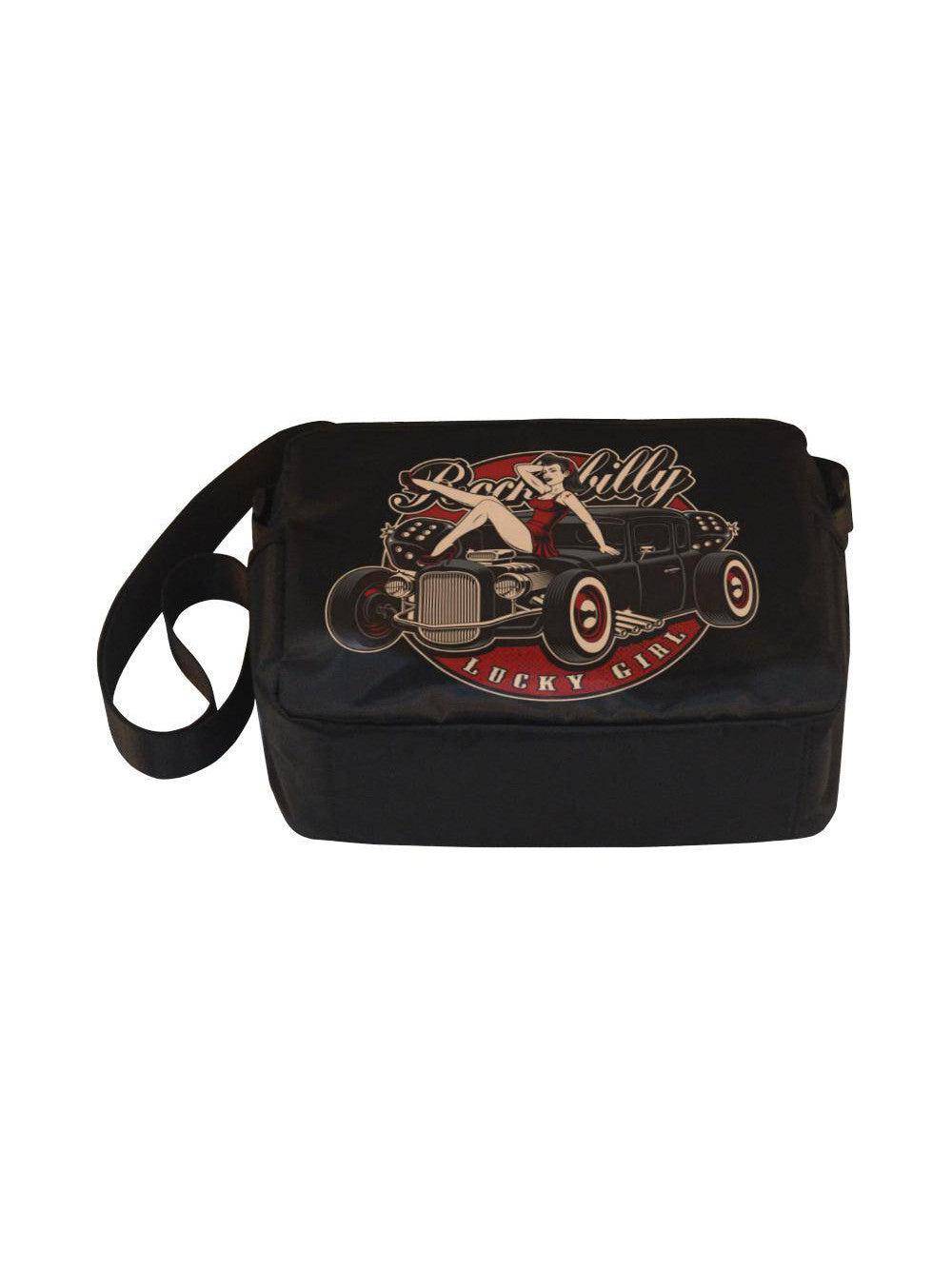 UNISEX Crossbody Nylon Satchel Bag "Rockabilly Lucky Girl"