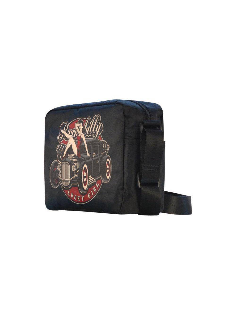 UNISEX Crossbody Nylon Satchel Bag "Rockabilly Lucky Girl"