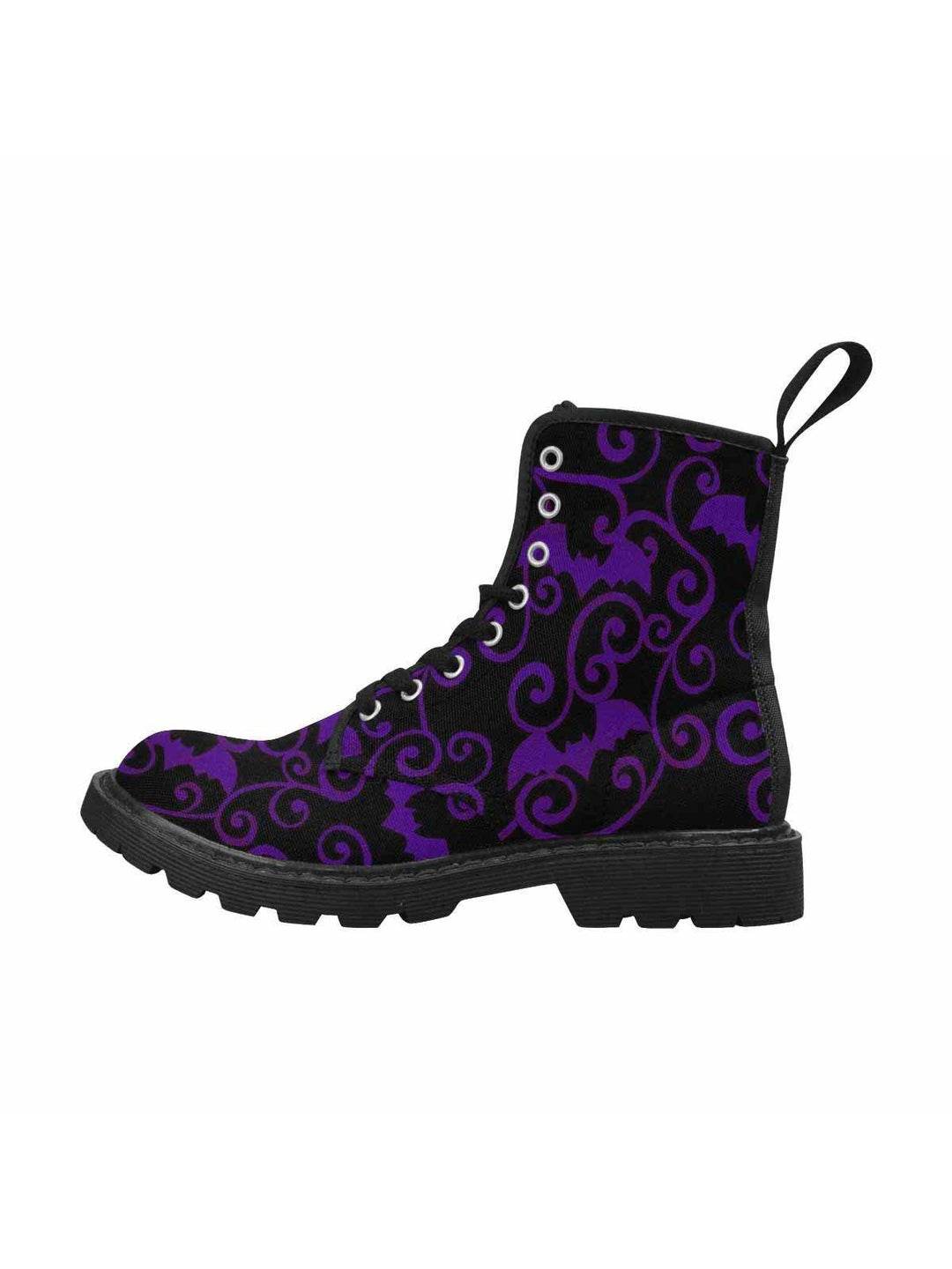 Antique Bats Purple Lace Up Combat Boots - Poison Arrow Retro