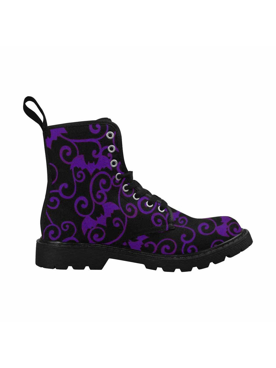 Antique Bats Purple Lace Up Combat Boots - Poison Arrow Retro