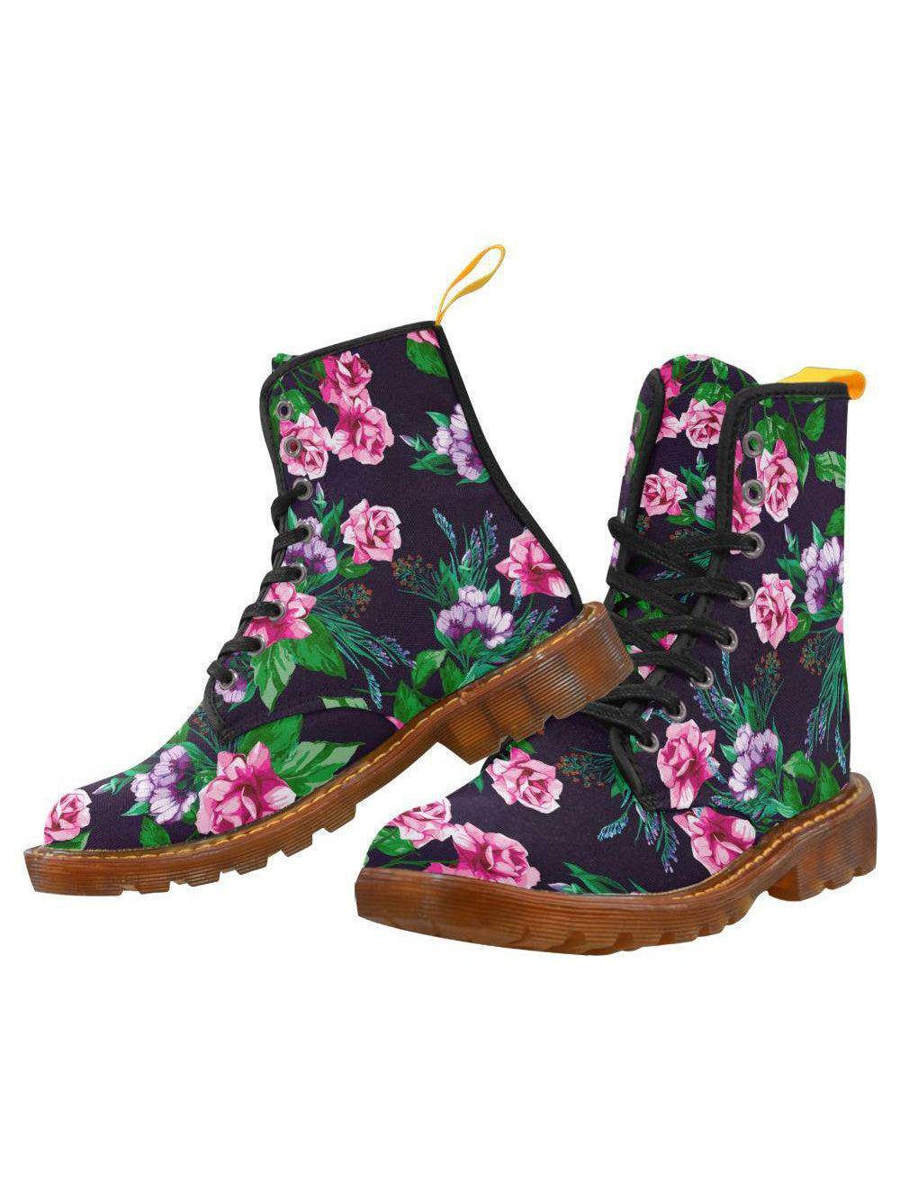 Antique Roses Women's Lace Up Combat Boots - Poison Arrow Retro