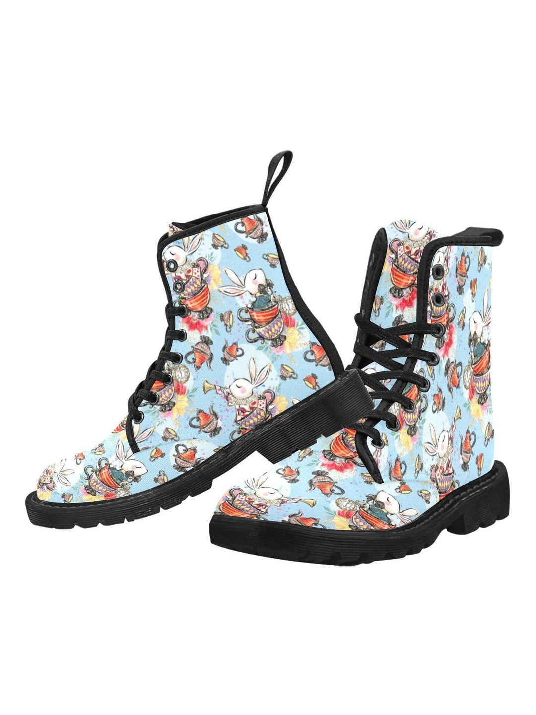 Down the Rabbit Hole Women's Lace Up Canvas Boots - Poison Arrow Retro